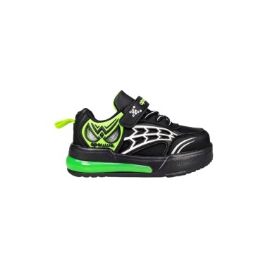 Buty dziecięce Apawwa Spider z świecącą podeszwą T6518P czarno zielone