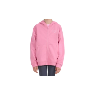  Bluza rozpinana z kapturem dziewczęca z nadrukiem 4F TSWSF2271-54S